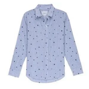 Rails Taylor Blue Stripe Navy Star Button Down Shirt Large